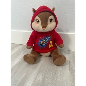 Build a Bear Alvin Chipmunk Plush Red‎ Hoodie Guitar Graphic Stuffed Animal Toy